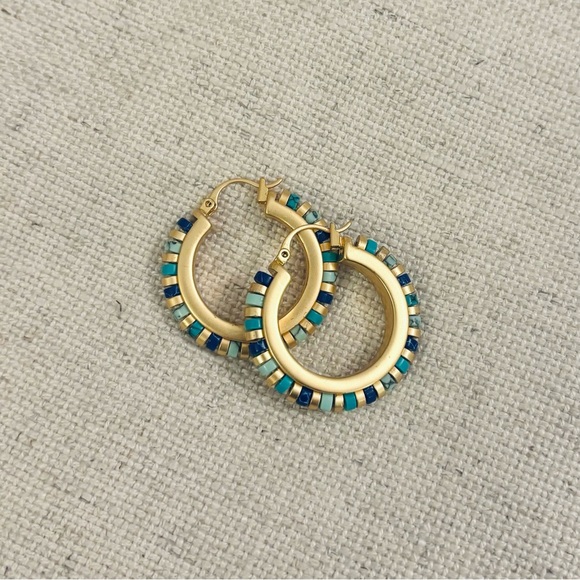 NWOT Multi-stone Hoop Earrings - Picture 4 of 6